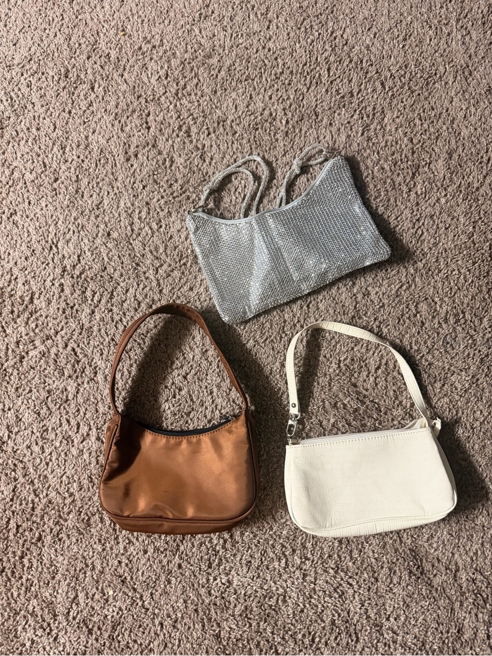 Silver Sequin Shoulder Bag - Women